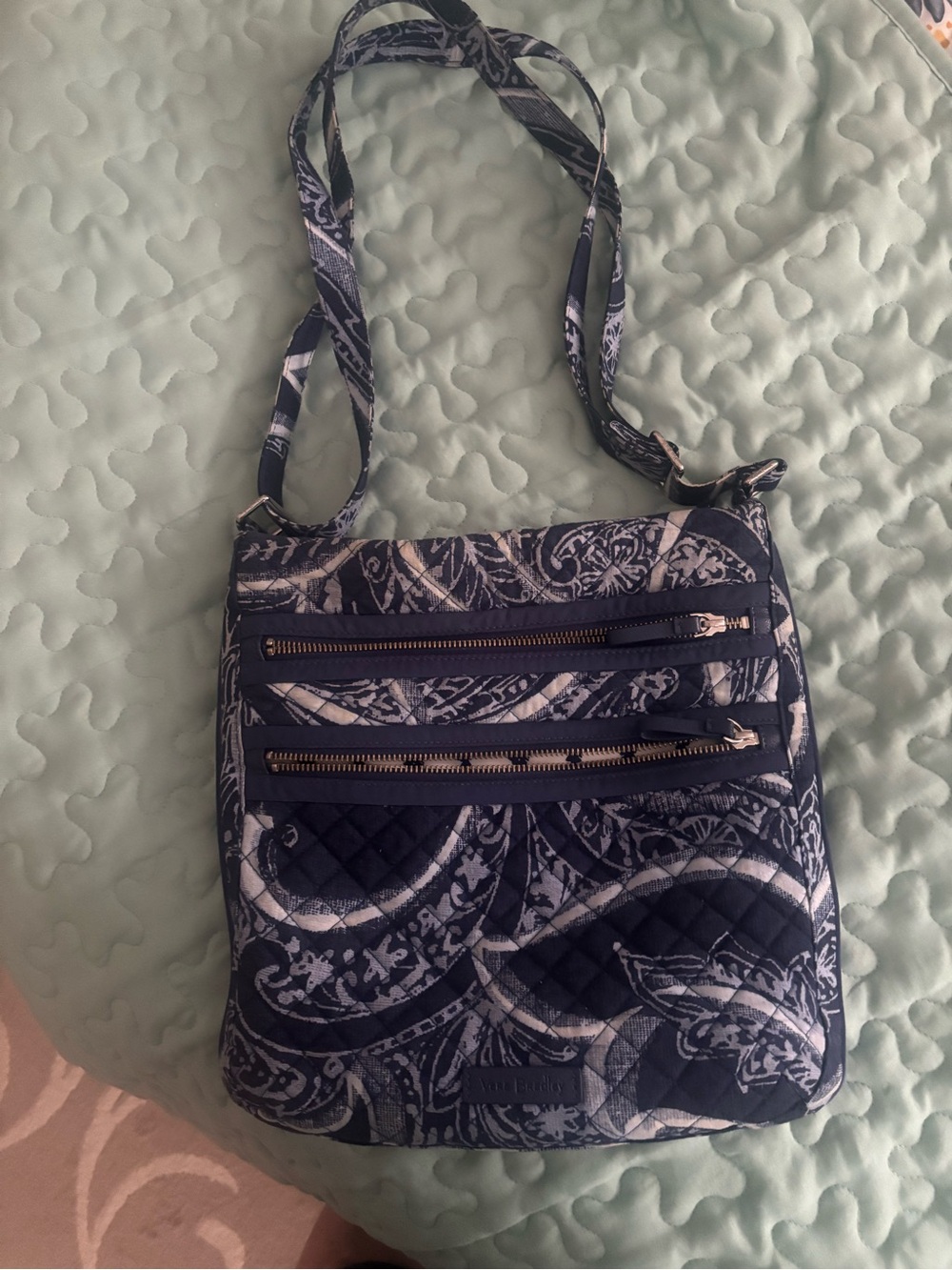 Vera Bradley Navy Paisley Quilted Crossbody